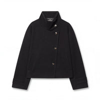Millie | Women's Wool Jacket with Stand Collar and Roll Sleeves