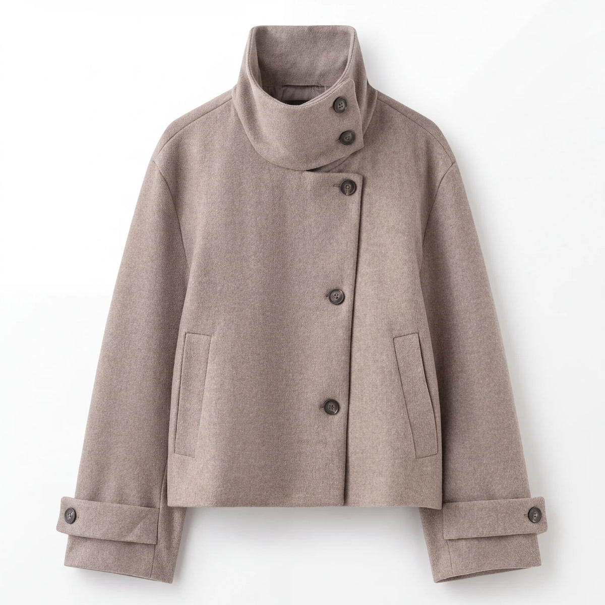 Millie wool jacket worn, lifestyle shot
