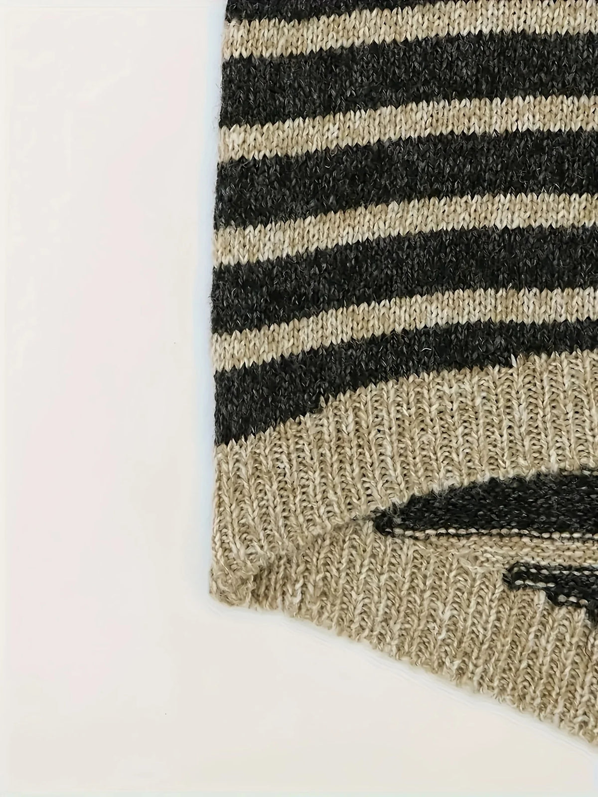 Women's Striped High-Neck Sweater, Relaxed Knit Top