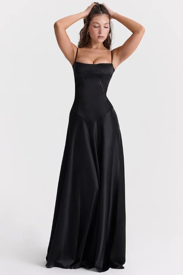 Gina | Corset Maxi Dress Silky Satin Elegant Fit 1