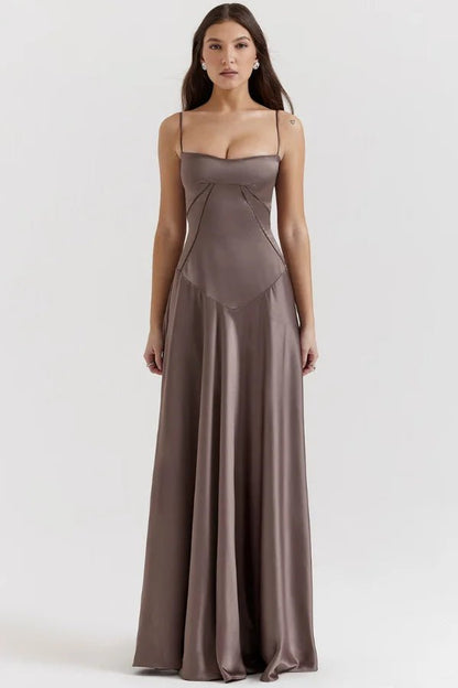 Gina | Corset Maxi Dress Silky Satin Elegant Fit 10