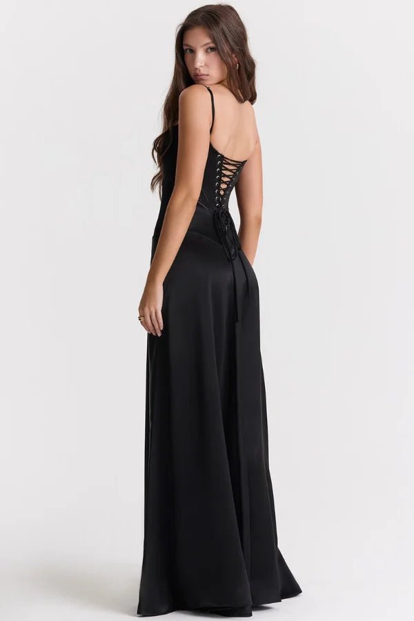 Gina | Corset Maxi Dress Silky Satin Elegant Fit 6
