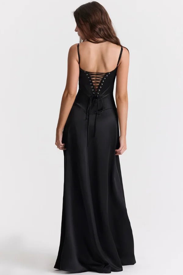 Gina | Corset Maxi Dress Silky Satin Elegant Fit 7