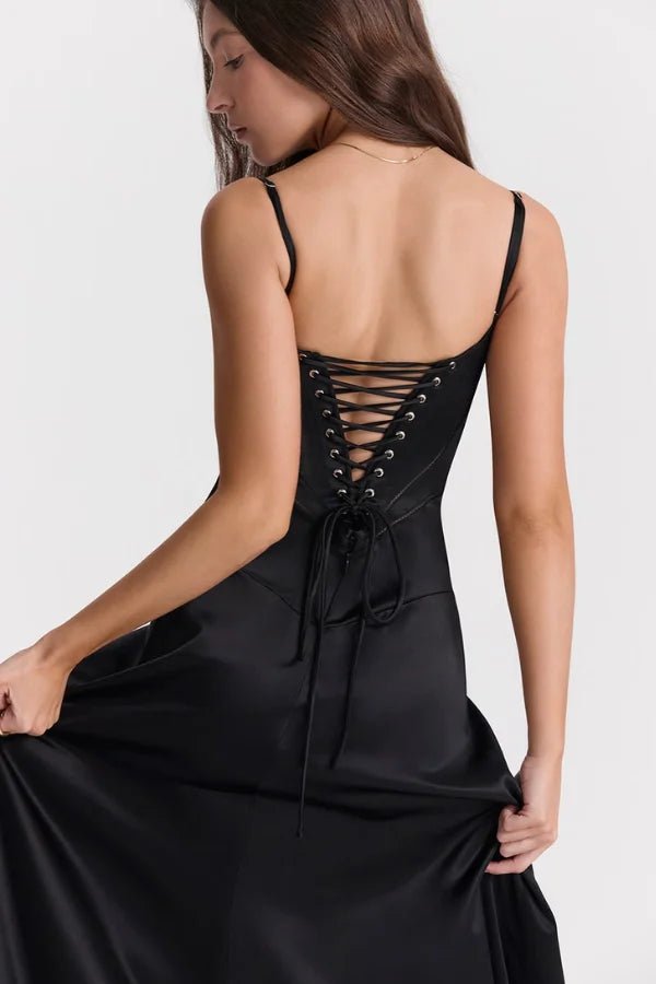 Gina | Corset Maxi Dress Silky Satin Elegant Fit 8