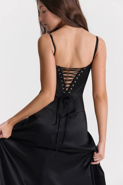 Gina | Corset Maxi Dress Silky Satin Elegant Fit 8