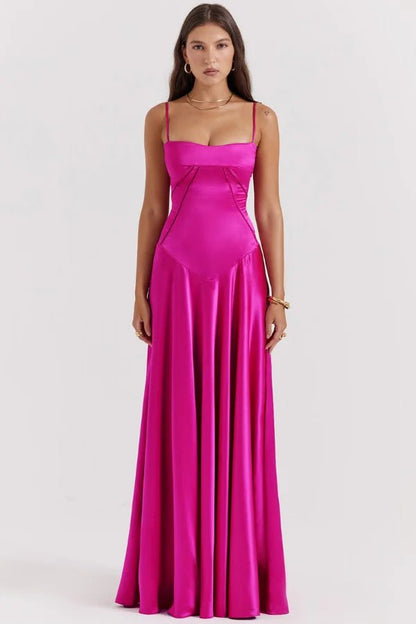 Gina | Corset Maxi Dress Silky Satin Elegant Fit 9