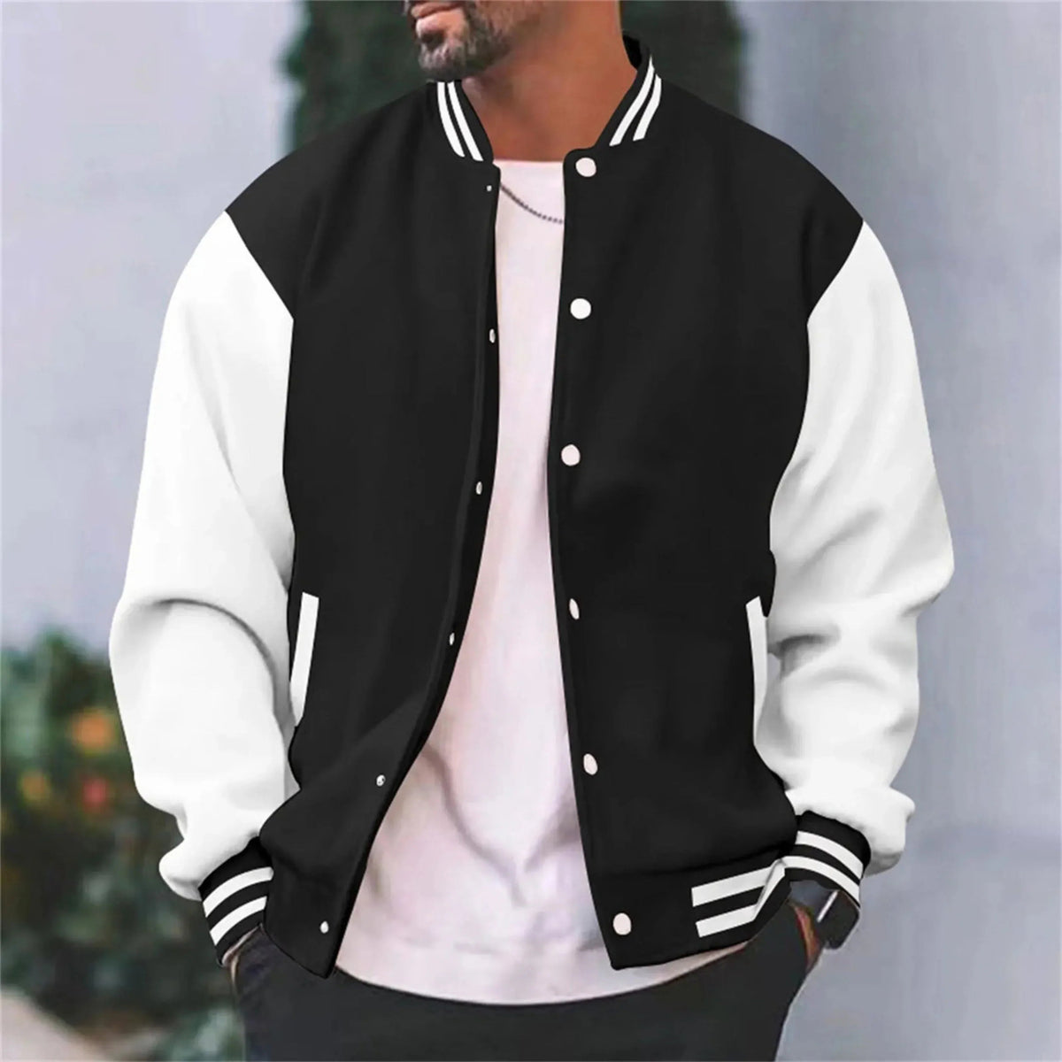 Noir Considered Longline Tailored Bomber Jacket with Button Front