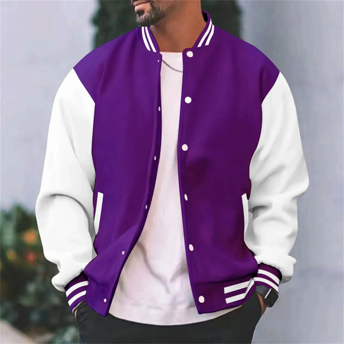 Pourpre Considered Longline Tailored Bomber Jacket with Button Front