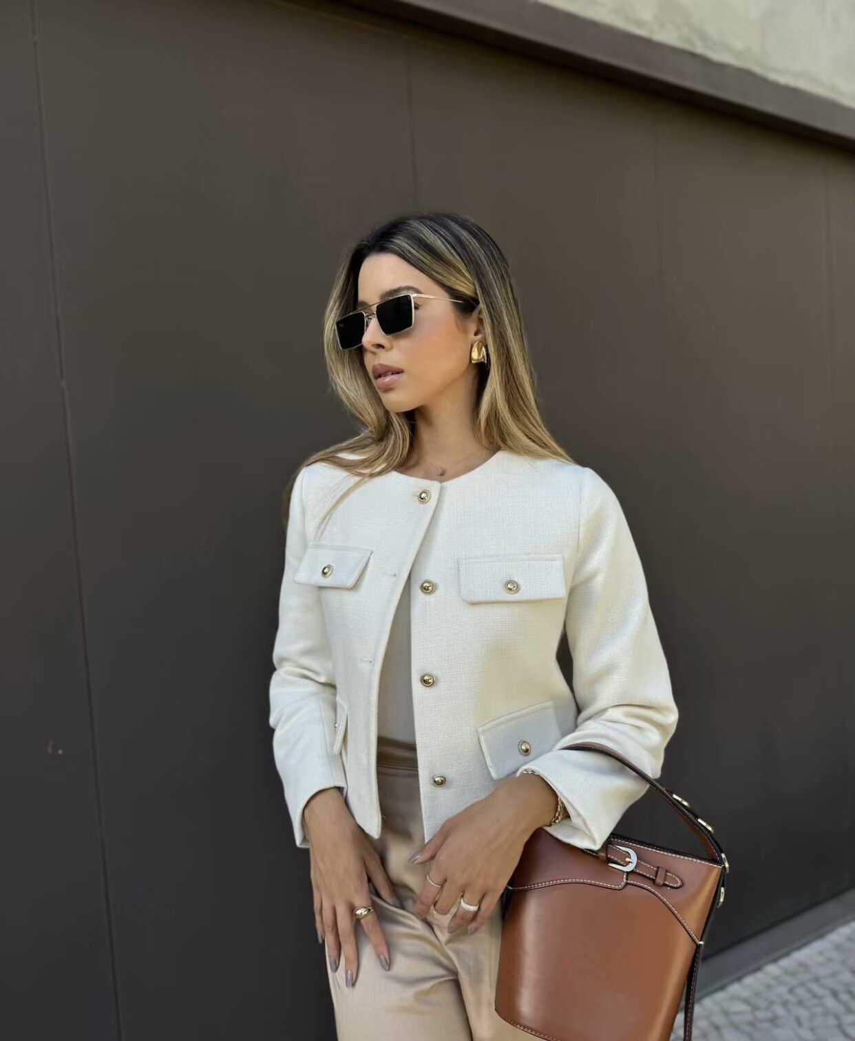 Structured Cropped Vintage Jacket with Button Front – view 6