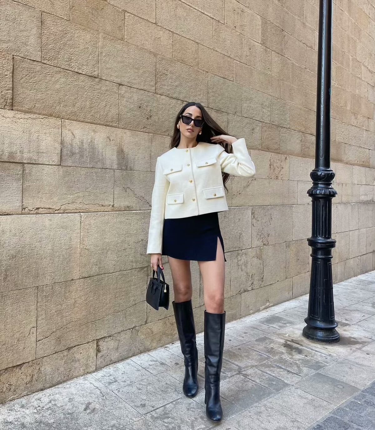 Structured Cropped Vintage Jacket with Button Front – view 7