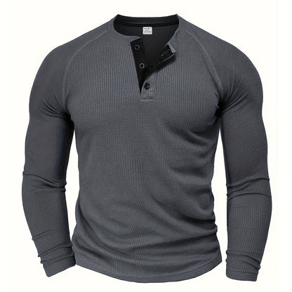 Dark Gray Men's Everyday Button-Placket Henley