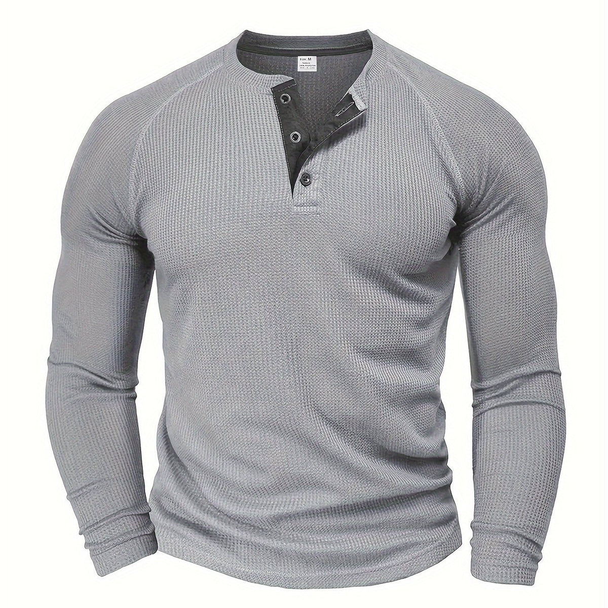 Light Grey Men's Everyday Button-Placket Henley