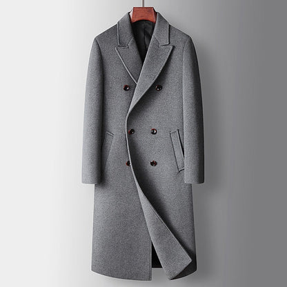 Gray Men's Insulated Double-Breasted Overcoat