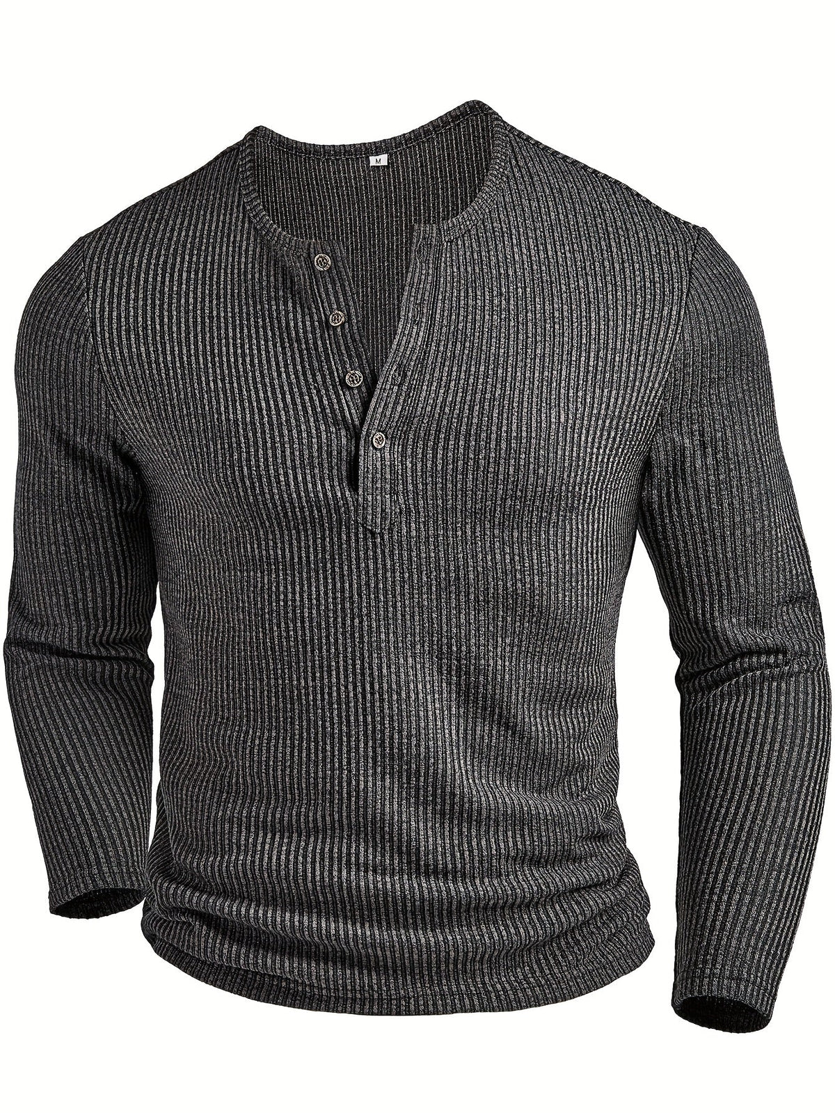 Men's Ribbed Henley with Round Neckline – view 6