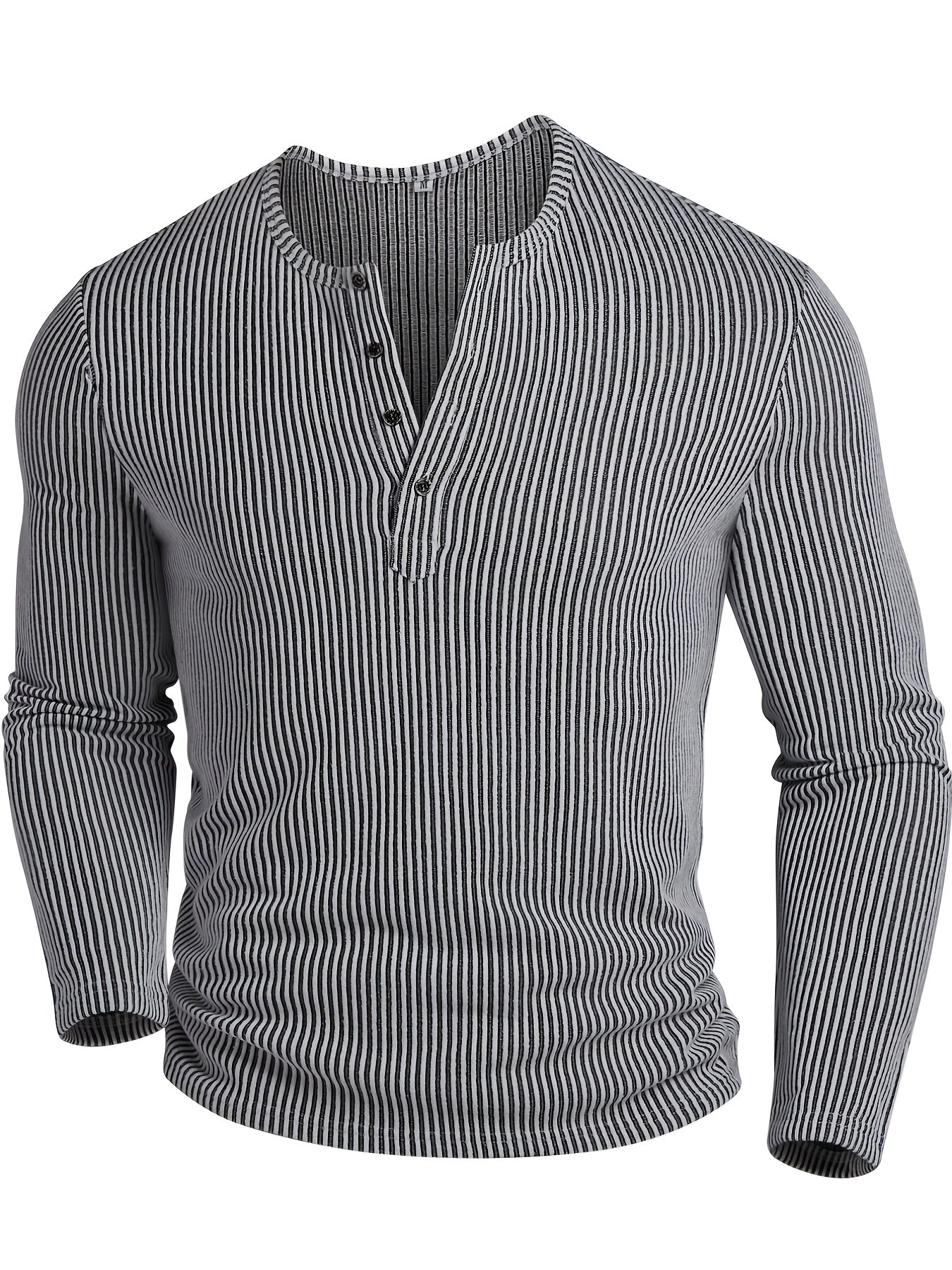 Men's Ribbed Henley with Round Neckline – view 8