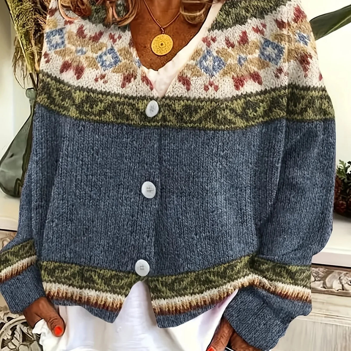 Women's Patterned Cardigan, Button-Front Winter Knit
