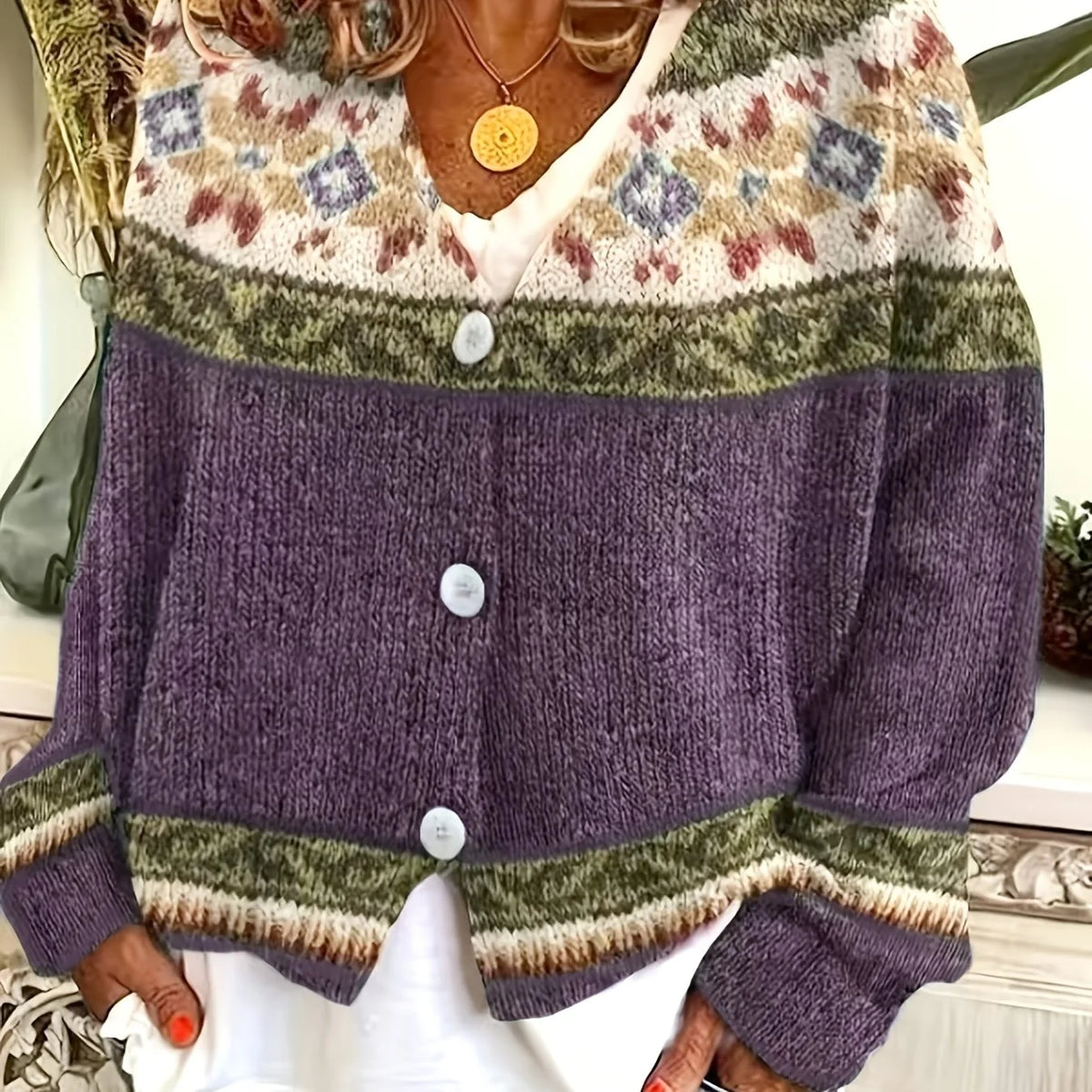 Harlow | Patterned Button-Front Cardigan 11