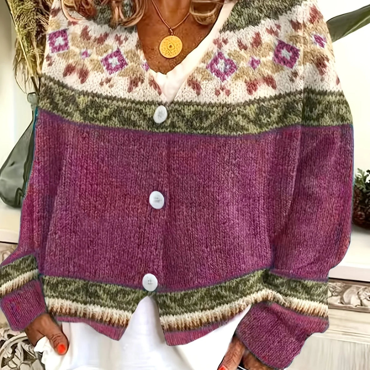 Harlow | Patterned Button-Front Cardigan 12