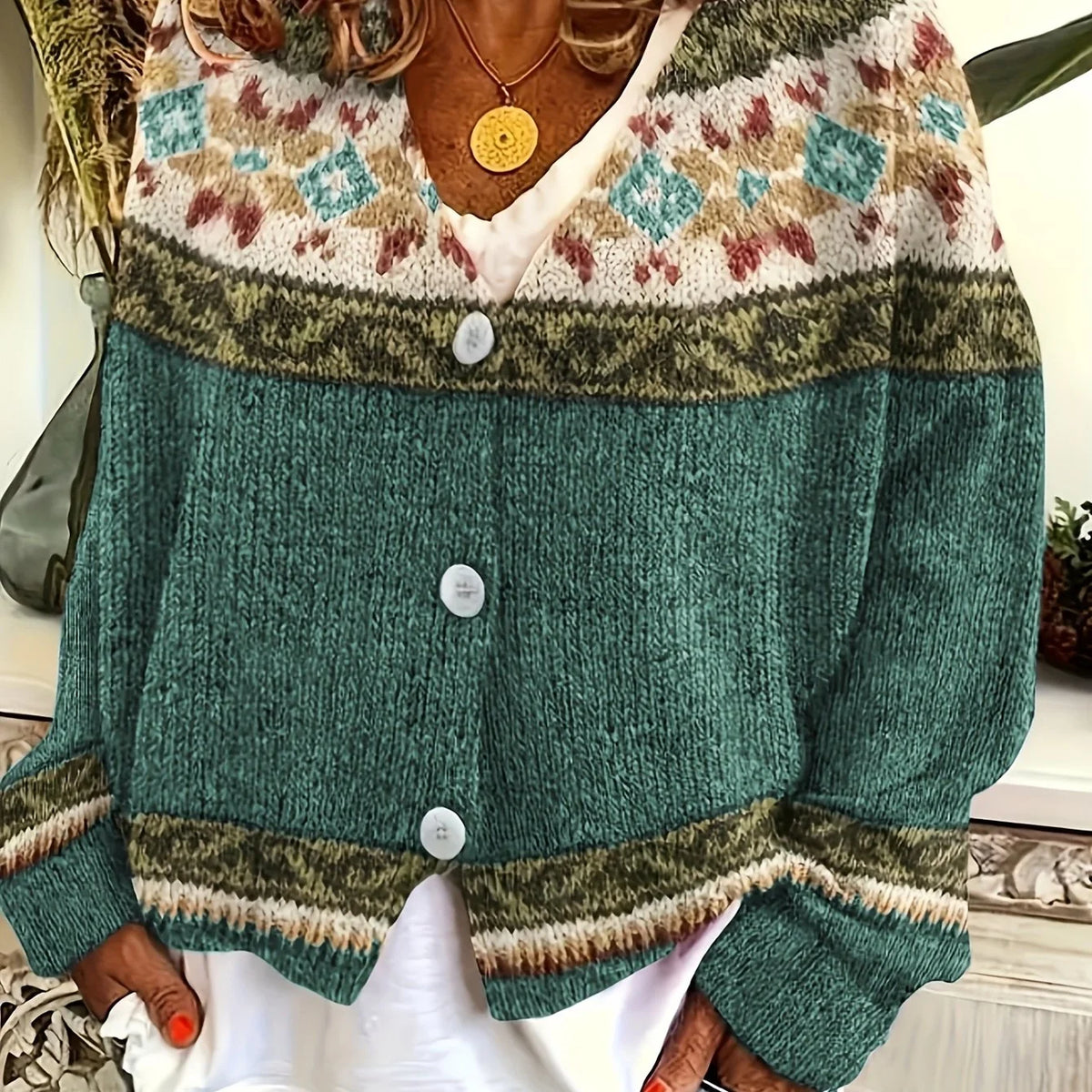 Women's Patterned Cardigan, Button-Front Winter Knit