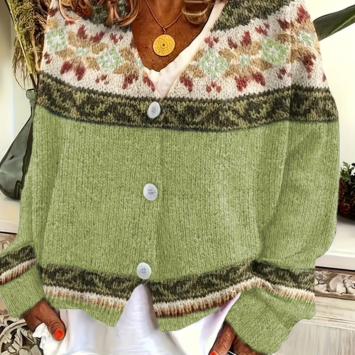 Women's Patterned Cardigan, Button-Front Winter Knit