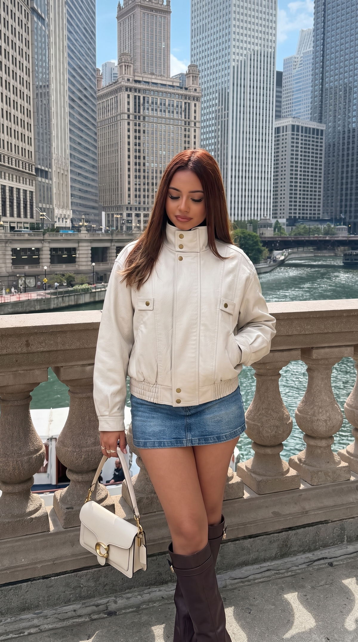 Weiß Turtleneck Jacket with Elasticated Waist and Pockets