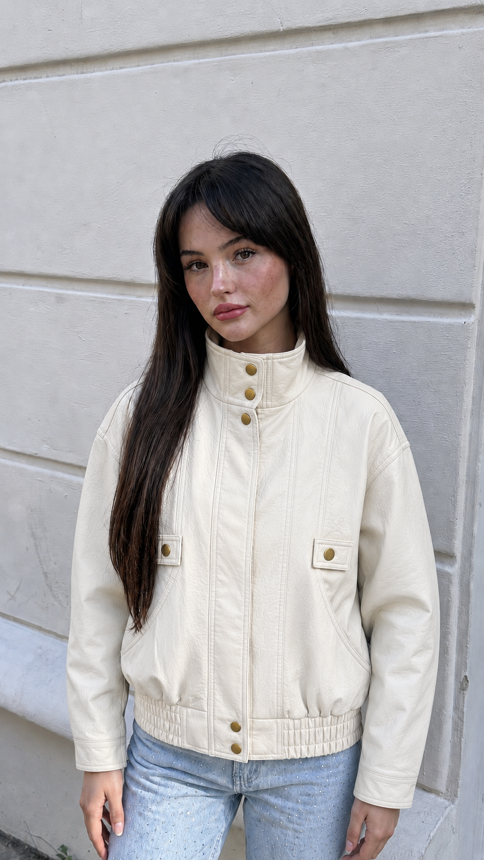 Weiß Turtleneck Jacket with Elasticated Waist and Pockets – view 2