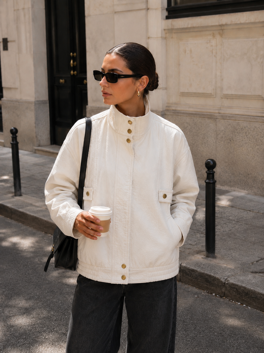 Weiß Turtleneck Jacket with Elasticated Waist and Pockets – view 4