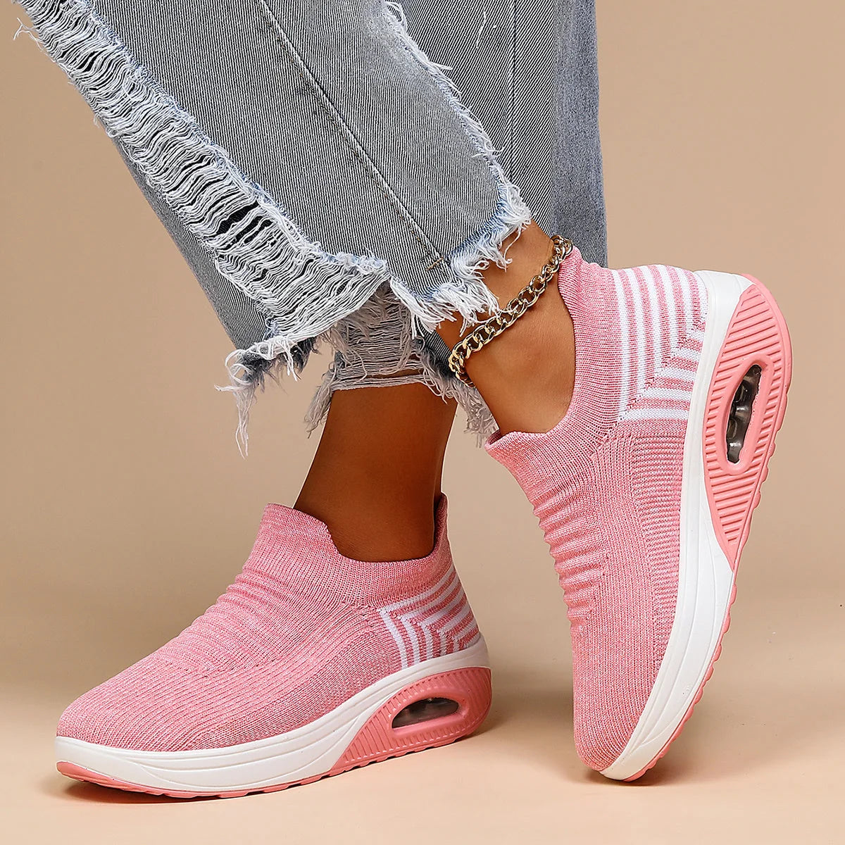 Women's wide toe box mesh walking shoes