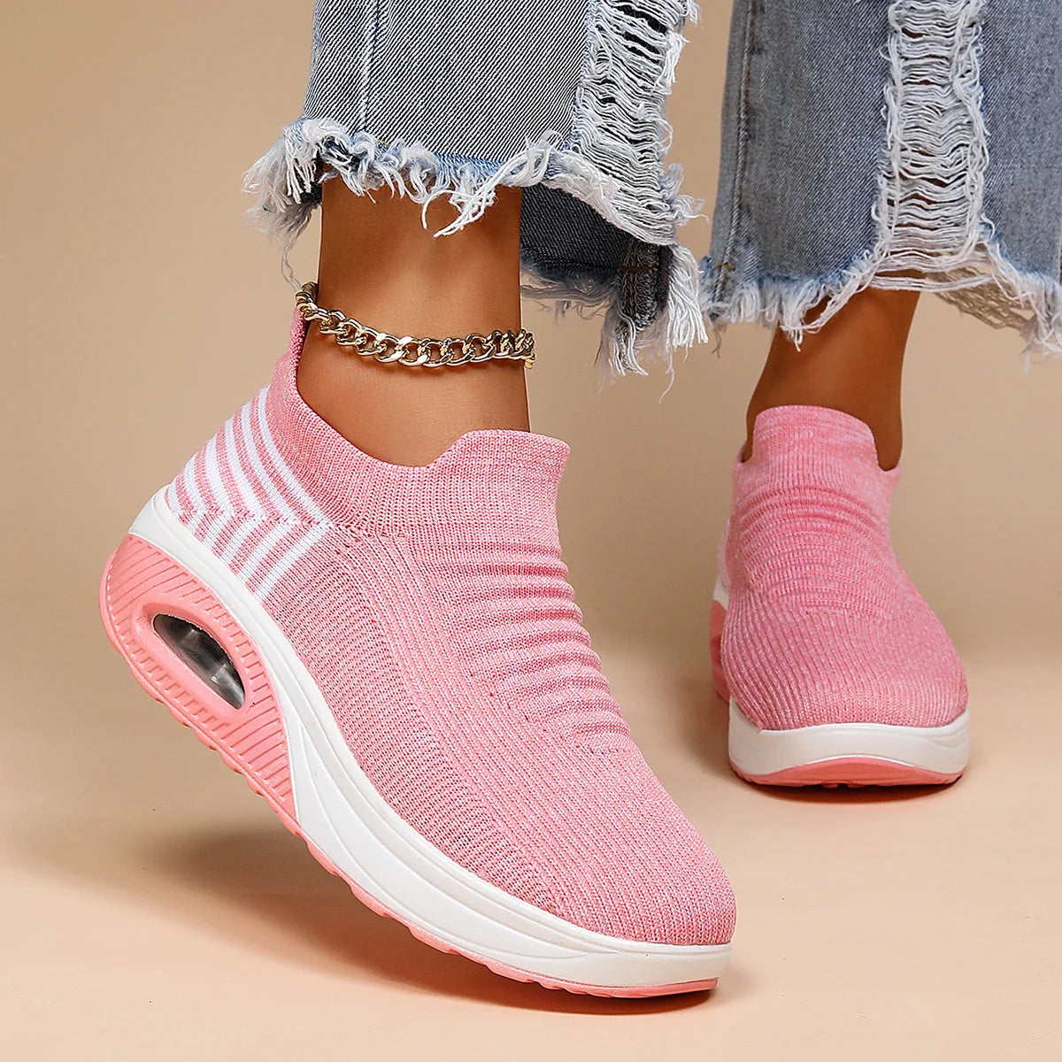 Women's wide toe box mesh walking shoes