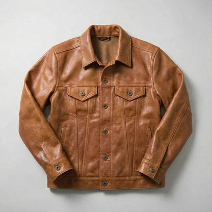 Anthony leather jacket with suede interior, front view