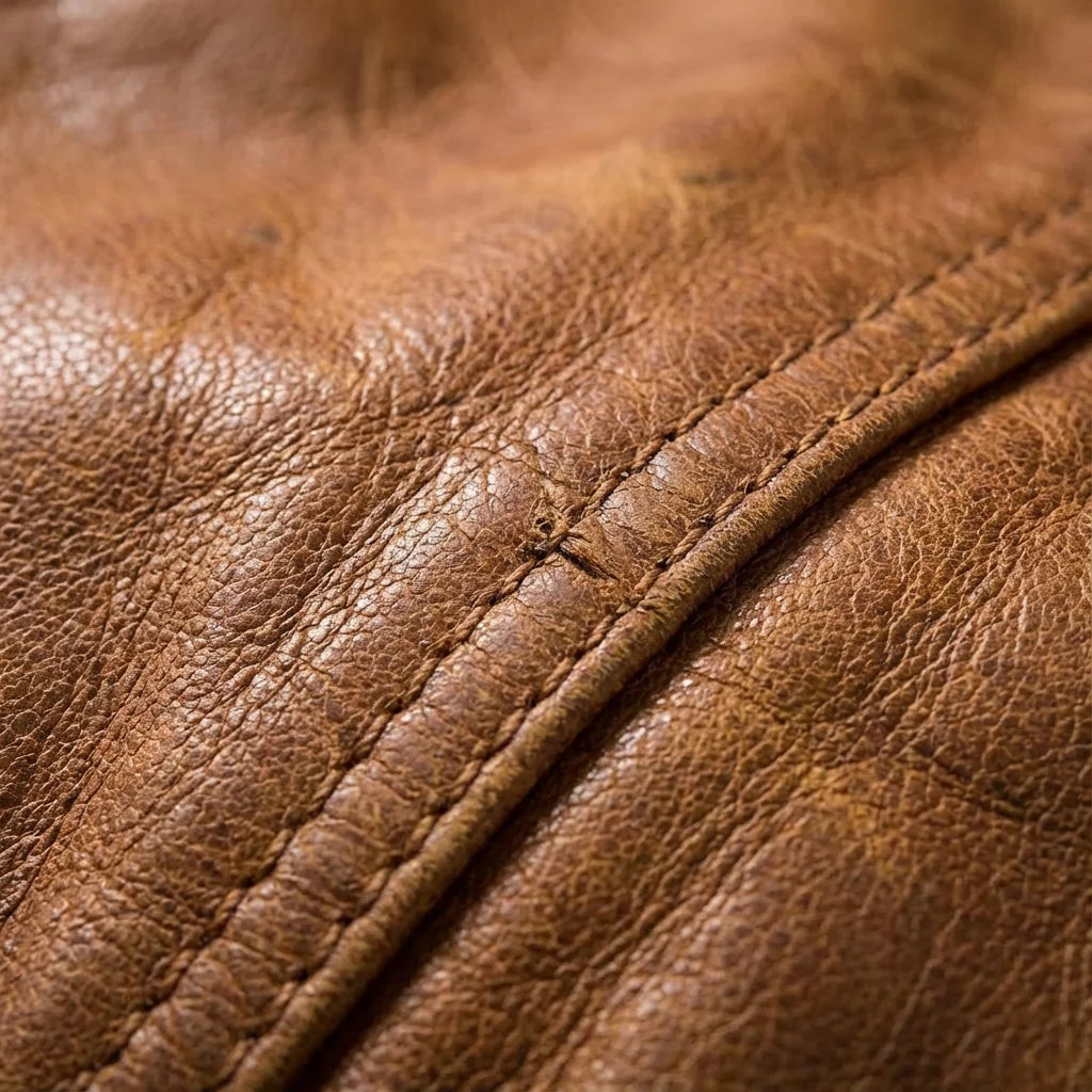 Anthony leather jacket worn, lifestyle shot