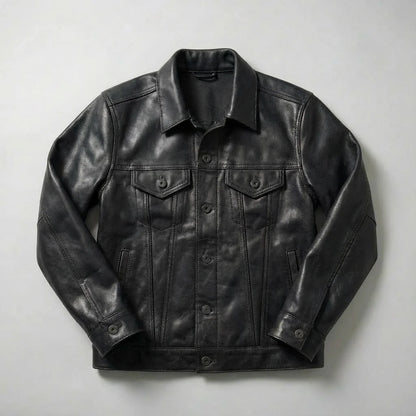 Anthony leather jacket, panel stitching detail
