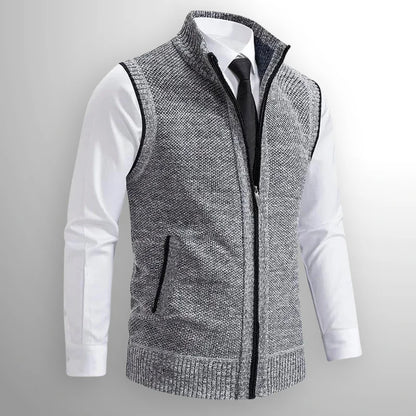 Gabriel lambswool gilet, zip closure detail
