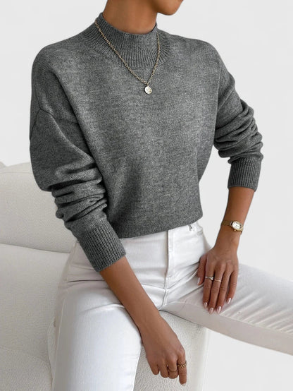 Women's dark gray turtleneck sweater