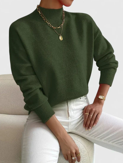 Women's green turtleneck sweater