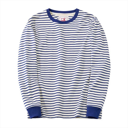 Navy blue striped long sleeve shirt