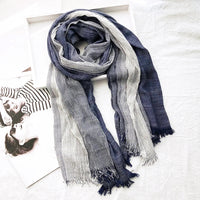 Avery | Striped Cotton Linen Scarf with Lightweight Weave, Versatile Shawl Wrap