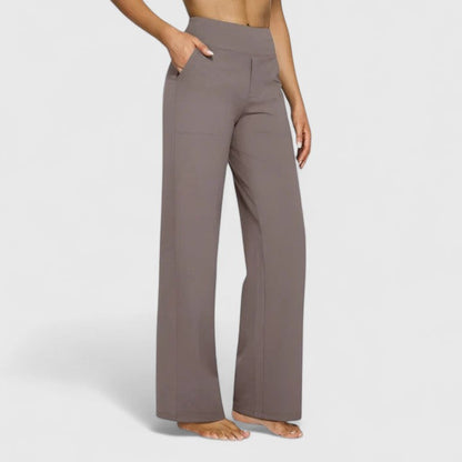 Women's wide-leg trousers in taupe
