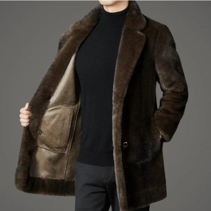 Men's reversible faux fur coat