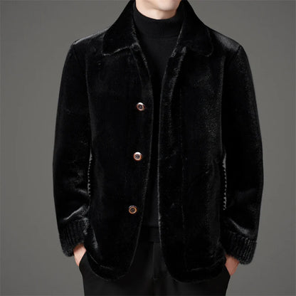 Men's classic black reversible faux fur jacket