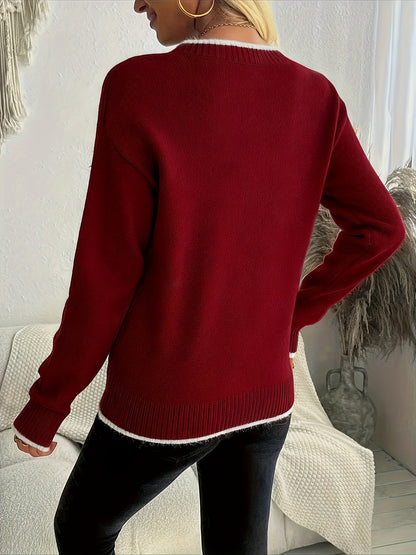 Snowflake Print Winter Crewneck Sweater – view 2