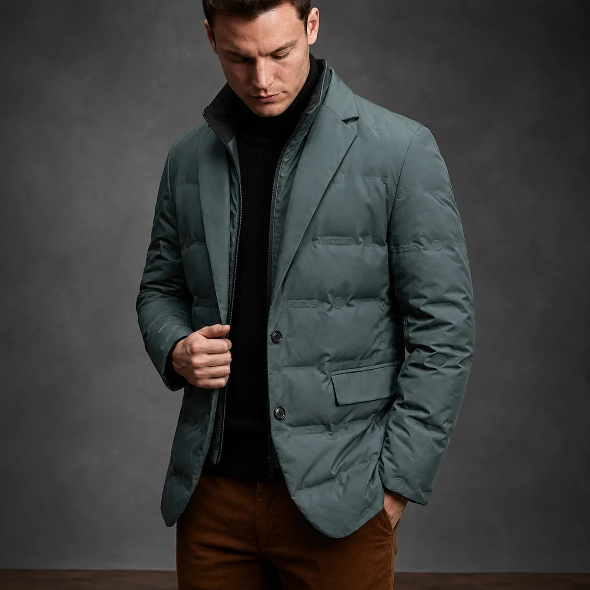 Men's duck down jacket in blazer style