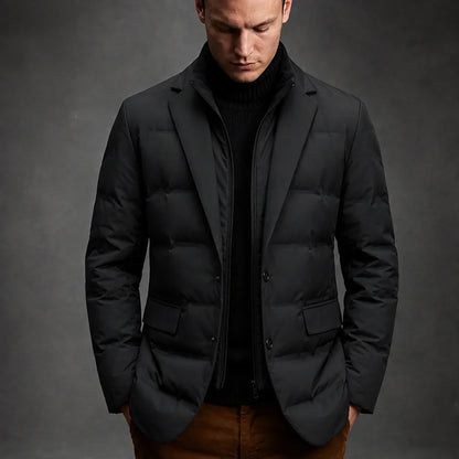 Men's classic black duck down jacket in blazer style