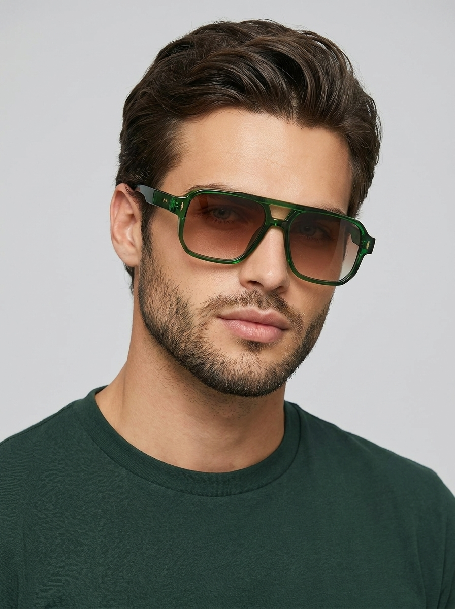 Men's green Square Sunglasses