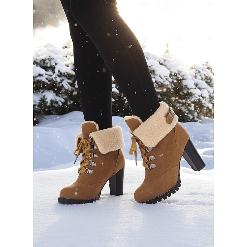 Fur-Trimmed Lace-Up Winter Boots – view 2