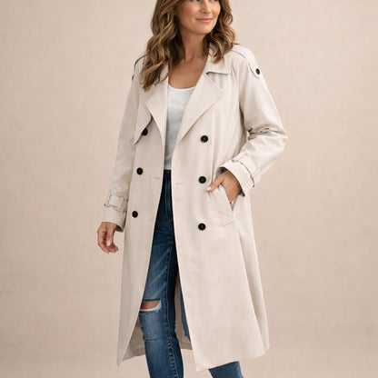 Draped Belted Longline Trench Coat