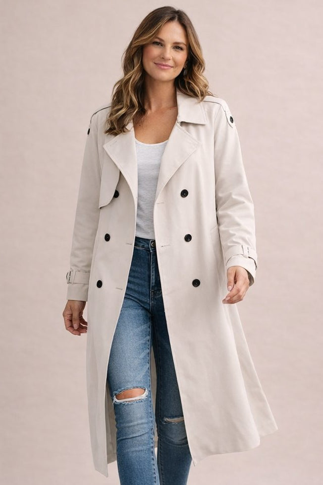 Draped Belted Longline Trench Coat – view 2