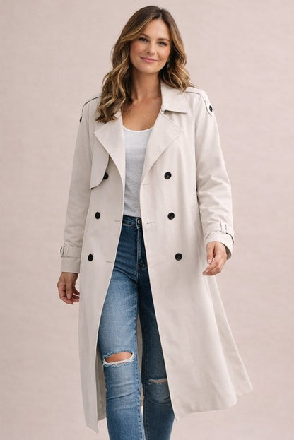 Draped Belted Longline Trench Coat – view 2