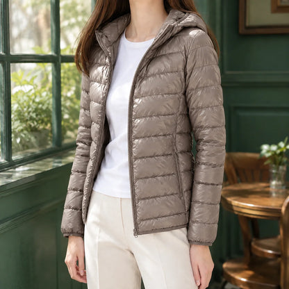 Wren cashmere down jacket, cuff detail