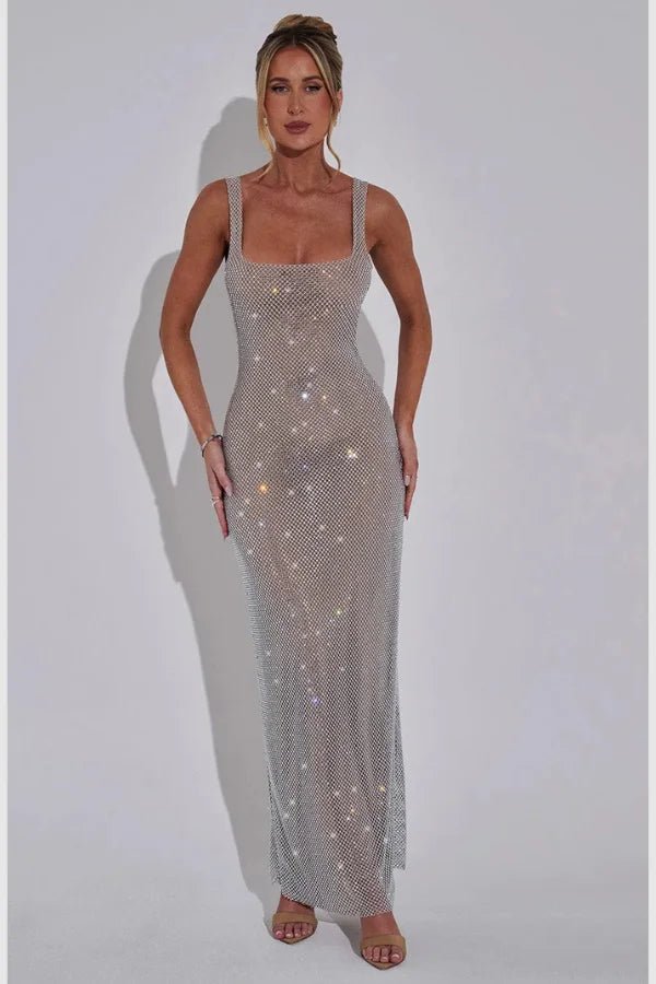 Isabella | Gown Square Neck Low Back Crystal Detail 0
